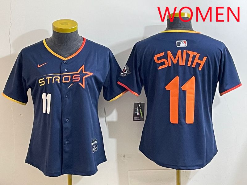 Women Houston Astros #11 Smith Blue three generations Joint Name Nike 2025 MLB Jersey style 4->women mlb jersey->Women Jersey